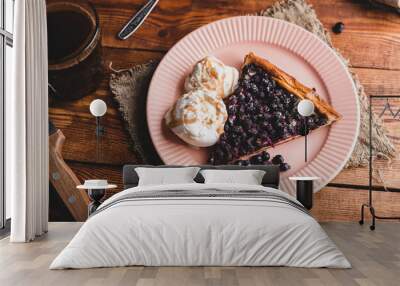 One Slice of Amelanchier Berries Galette and Two Scoops of Ice Cream Wall mural