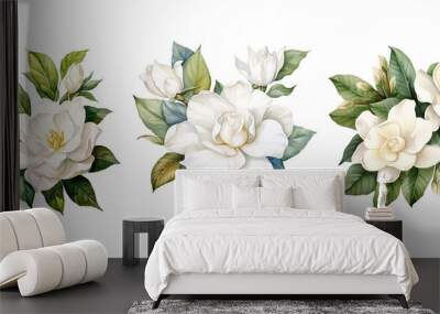 background gardenia flowers watercolor ai generated Wall mural