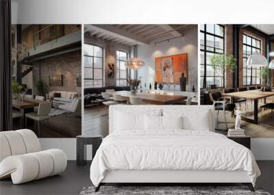 background urban loft dining room interior design Wall mural