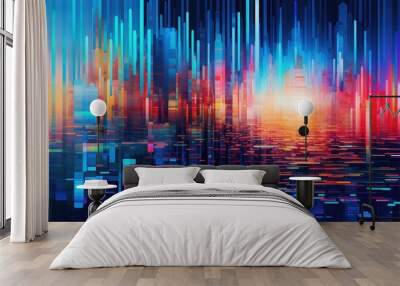 design vibrant glitch art illustration technology modern, background abstract, light futuristic design vibrant glitch art Wall mural