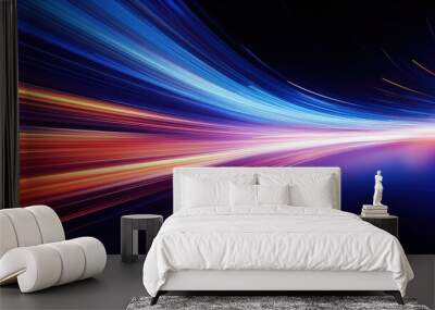 effect light motion trails illustration fast movement, abstract line, blue blur effect light motion trails Wall mural