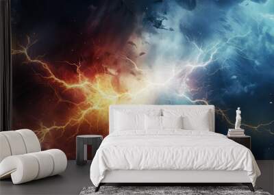 energy lightning collision powerful illustration explosion electric, background power, light blast energy lightning collision powerful Wall mural