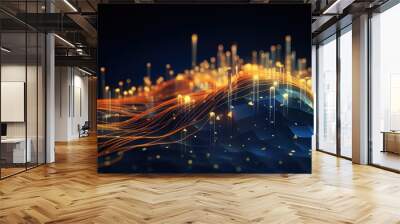 information digital data flow illustration ai system, business artificial, intelligence cyber information digital data flow Wall mural