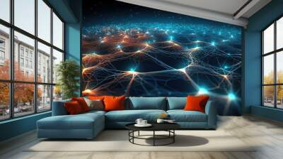 information digital data flow illustration ai system, business artificial, intelligence cyber information digital data flow Wall mural