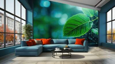 innovation technology background green Wall mural