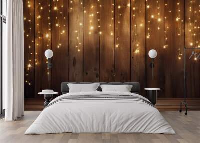 lights holiday background wood Wall mural