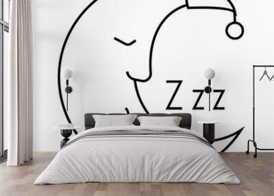 moon sleeping line icon vector. moon sleeping sign. isolated contour symbol black illustration Wall mural