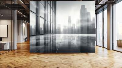 outdoor modern grey city background illustration backdrop floor, design architecture, urban perspective outdoor modern grey city background Wall mural