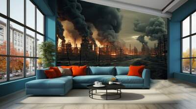 process manufacturing chemical plant illustration safety maintenance, quality efficiency, technology operations process manufacturing chemical plant Wall mural