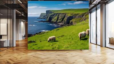 sea irish coastal countryside illustration coastline ocean, coast ireland, nature beautiful sea irish coastal countryside Wall mural