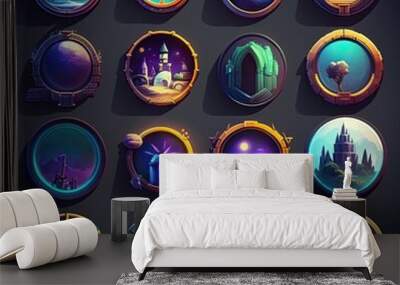 template round frame game ai generated Wall mural