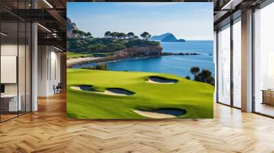 vacation spanish coastal golf illustration spain sky, travel sport, coast course vacation spanish coastal golf Wall mural