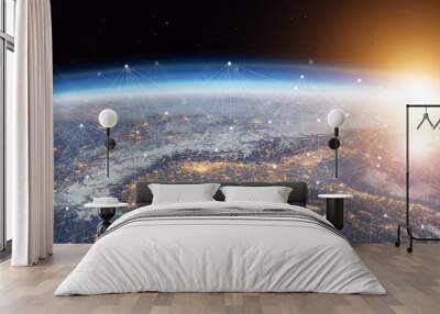 Global connection The best in the world of wireless connections Best Global Business Internet Ideas from Artificial Intelligence Concept Set. Elements of this image furnished by NASA. Wall mural