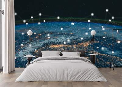 Global connection The best in the world of wireless connections Best Global Business Internet Ideas from Artificial Intelligence Concept Set. Elements of this image furnished by NASA. Wall mural