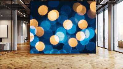 Blue holiday lights sparkling abstract background Wall mural