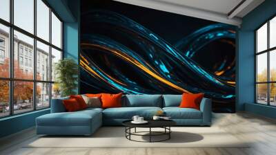 Dark swirling shapes glowing eyes abstract background Wall mural