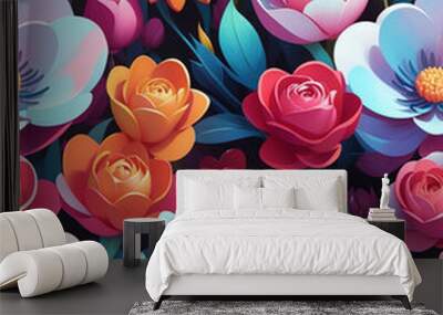 elegant floral flower arrangement abstract design for valentines love concept Wall mural