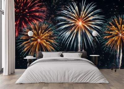 Fireworks and stars glowing abstract background Wall mural