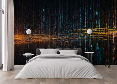 Glowing binary code stream abstract background Wall mural