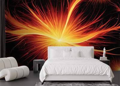 Intense sparks pattern with red to bright orange gradient Wall mural