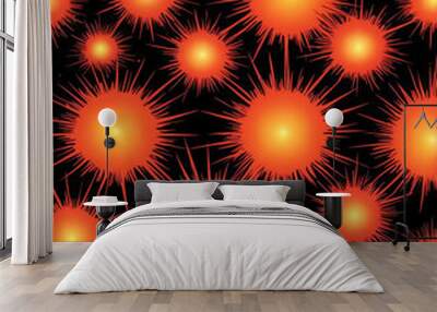 Intense sparks pattern with red to bright orange gradient Wall mural