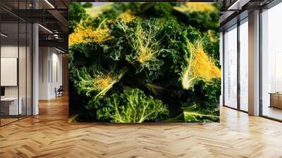 Kale chips with nutritional yeast seasoning closeup Wall mural