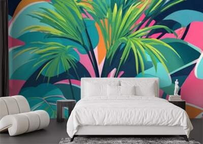 Palm silhouettes with sleek contours seamless wallpaper pattern design Wall mural