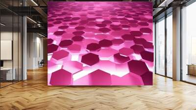 pink hologram hexagon lights projection grid technolog technology abstract background with copy space Wall mural