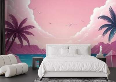 pink summer vacation theme background for banner or invitation card illustration art design Wall mural