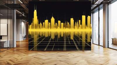 yellow hologram city skyline projection grid technolog technology abstract background with copy space Wall mural