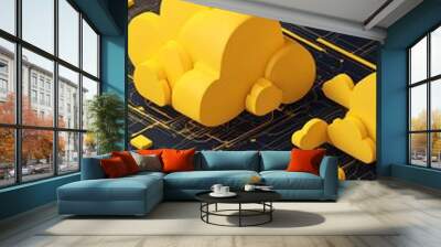 yellow theme cloud computing infrastructure concept te technology abstract background with copy space Wall mural