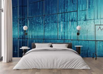 Blue glass windows with glitch texture effect background Wall mural