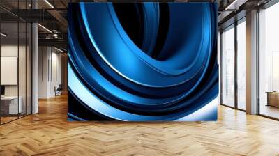 blue luxury smooth shiny metal theme curves pattern abstract background from Generative AI Wall mural