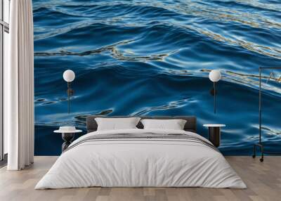 Blue ocean waves with smooth metallic texture background Wall mural