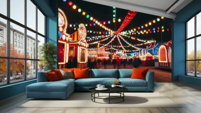 Colorful carnival lights background Wall mural