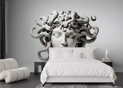 medusa statue head on plain white background from Generative AI Wall mural