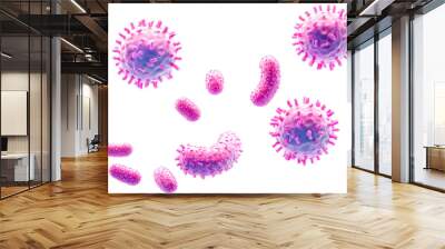 pink bacteria virus particle isolated transparent background png .png Wall mural