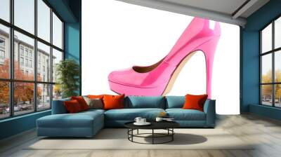 pink shiny high heels isolated transparent background png .png Wall mural