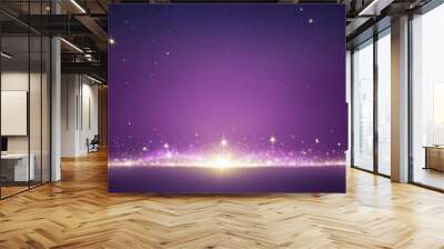 shining stars on plain bright purple background illust black background illustration banner design Wall mural