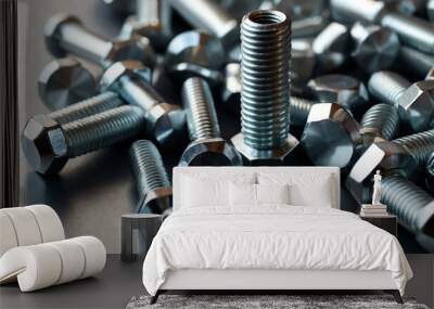 Silver metal bolts with metallic gradient background Wall mural