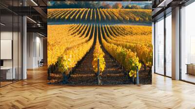 Vineyard during the fall harvest vertical shot for a scenic background Wall mural