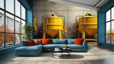 Yellow concrete mixers with gritty texture background Wall mural