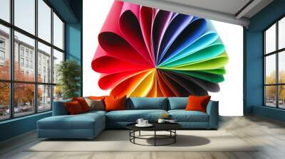 color colorful paper folded isolated on white Wall mural