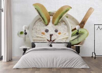 Bunny rabbit porridge breakfast , food art for kids Wall mural