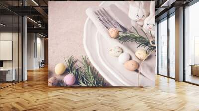 Easter table setting for lunch, dinner menu concept Wall mural