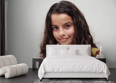 headshot portrait of a confident and gorgeous mixed racemultiethnic preteen teen girl with beautiful Wall mural