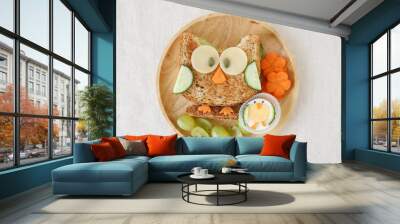 Owl healthy sandwich lunch, fun food art for kids Wall mural