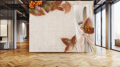 Thanksgiving autumn fall table setting copy space toning backgro Wall mural