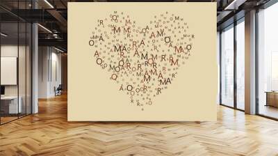 typography retro love heart Wall mural