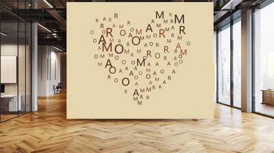 typography retro love heart Wall mural